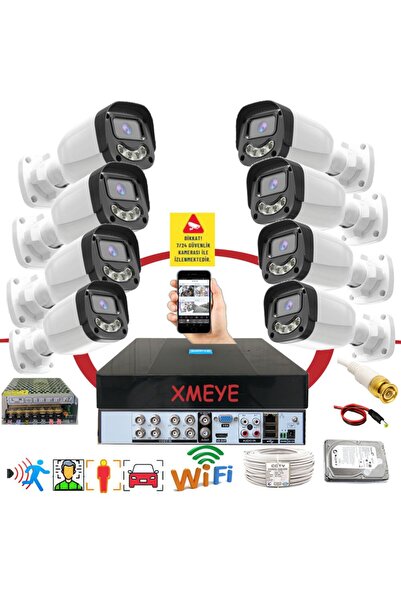 BİSES 8 li Araç İnsan Yüz Tanımalı Hareket Algılayan 5 MP Lens 4 Warm Led Gec...