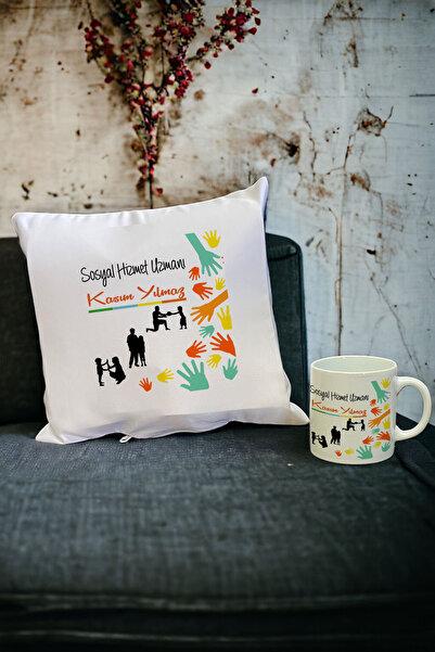 Hediyelen Sosyal Hizmet Uzmanı Kupa Bardak ve Yastık Set