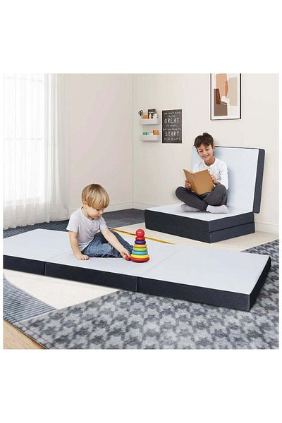 Comfy DREAM BELL COMFY WHITE MEDICATED FOLDING PORTABLE MATTRESS WITH BLACK BORDER 180 X 90 X 10CM