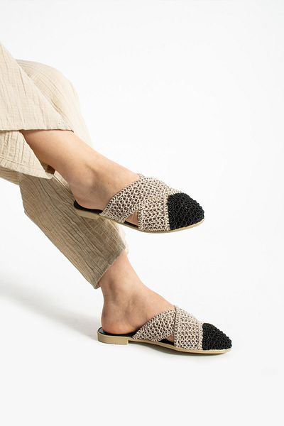Moda Devrin Μαύρες πλεκτές γυναικείες παντόφλες για εσωτερικούς χώρους και εξωτερικούς χώρους