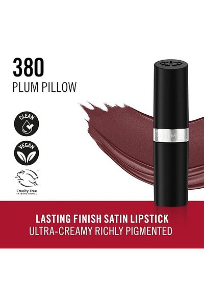 Rimmel Rimmel Lasting Finish Satin Lipstick 380 Plum Pillow Satin finish rich color moisturizing 4g