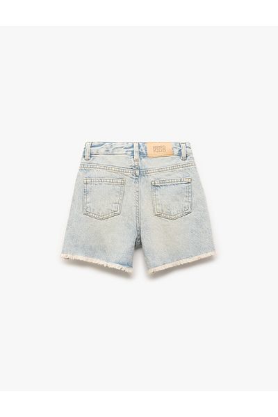 Koton Pantaloni scurți din denim cu franjuri, din bumbac