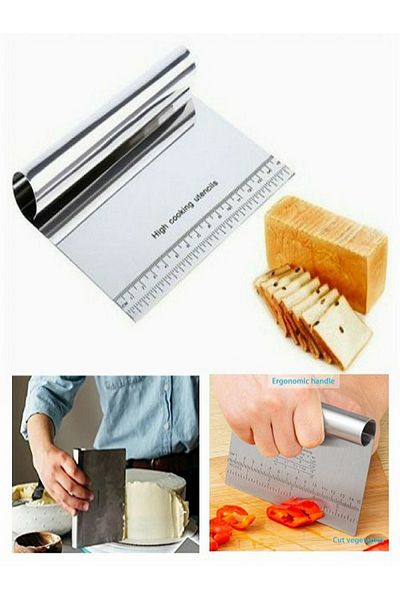 COŞAN Stainless Steel Measured Ruler Deter Cutter, Scraper and Sapatulasi 20 cm