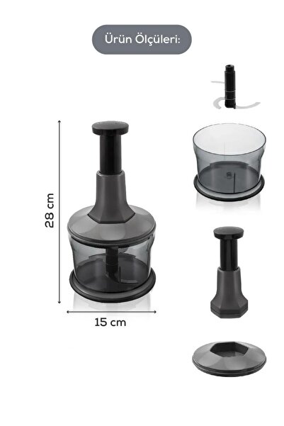 Süper Home 1300 ml Stainless Steel Blade Push-Cut Practical Hand Rondosu