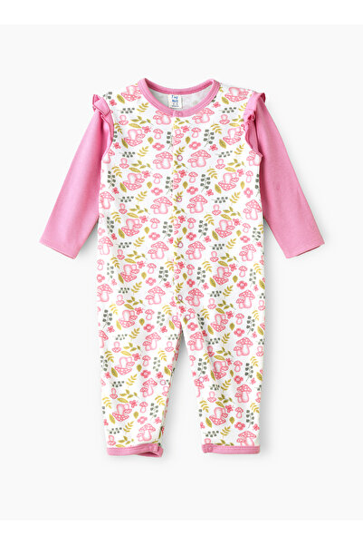 Basicxx Girls' Mushroom Print Long Sleeve Onesie