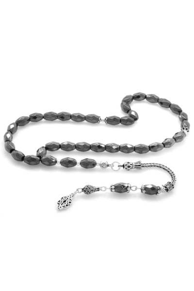 Tesbihane 925 проба срібла з бахромою, різаний гематит, натуральний камінь, чотки