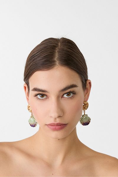 Stradivarius Seashell charm earrings
