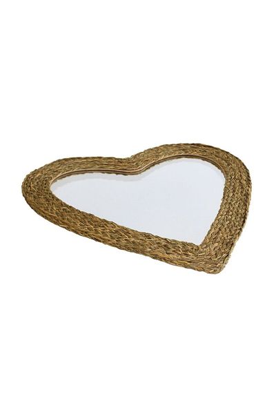 BM GİFT DESİGN Wall mirror, heart-shaped, braided frame, 62 cm