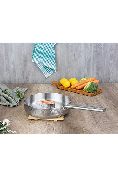 Zilan Zilan ZLN1337 stainless steel deep frying pan, 1.5L, Diameter 24 cm, Riveted handle, Stainless steel handle
