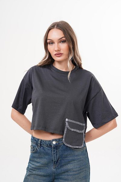 Figo Basic Pocket Detailed T-Shirt