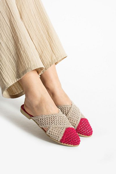 Moda Devrin Fujia Braided Cross Closed Women's Slippers Home and Outdoor Slippers
