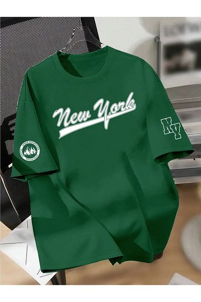 aynewmoda Men's New York-Inspired Round Neck Short Sleeve T-Shirt