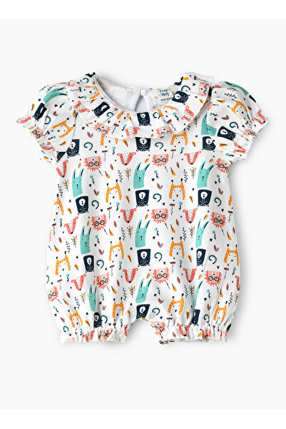 Basicxx Baby Girl White Animal Print Onesie
