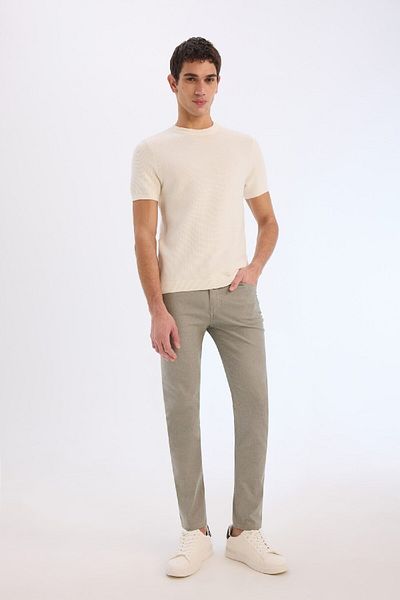 DeFacto Summer Chino Canvas Textured Trousers Slim Fit Slim Fit Pockets Narrow Leg T1055Az25Sp