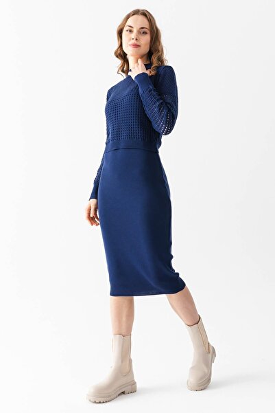 Irmak Kerekli Set de pulovere și rochii de tricotaj bleumarin - 11240