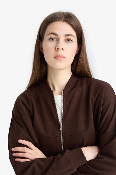 DeFacto Relax Fit Kolej Yaka Fermuarlı Bomber Hırka E7034AX25SP
