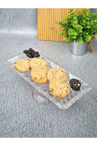 Qualitev 30 cm Glass Footed Presentation Plate Cake Cake Dessert Presentation Stand 30X13 cm