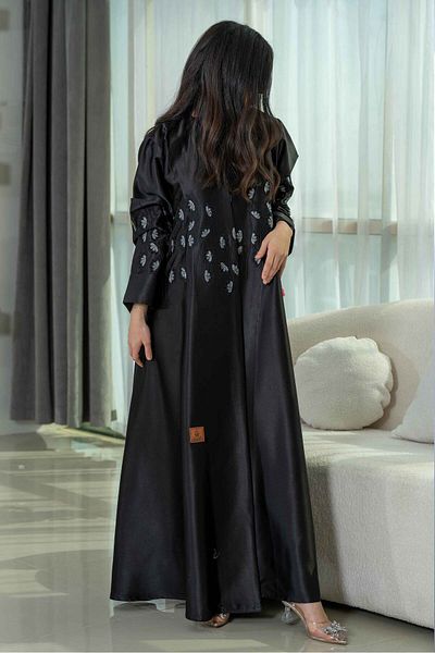 Zahya Abaya Toujan Cloche Abaya with embroidery inserts on the front and sleeves