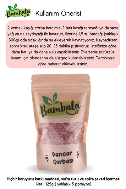Bambala Haftalık 3'lü Çorba Paketi ( 3x50g) Pancar, Ispanak, Balkabaklı sebze Çorbası