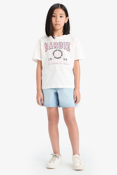 DeFacto Girl's Barbie Relax Fit Crew Neck Short Sleeve T-Shirt E2630A825Sm