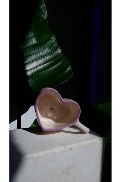 Maui Handmade Ceramic Heart Lilac Mug, Ceramic Pinterest Cup, Ceramic Heart Cup