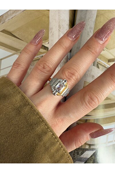 Pinery Jewels VIP SERİ - İri Baget Zirkon Taşlı Çift Renk Alttan Ayarlamalı K...