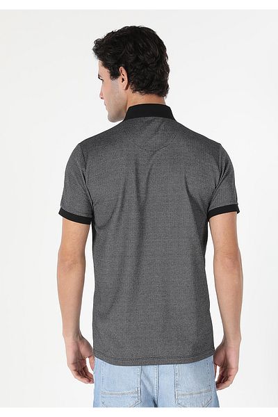 Colin's Regular Fit Polo Neck Jacquard Men's Anthracite Short Sleeve T-Shirt