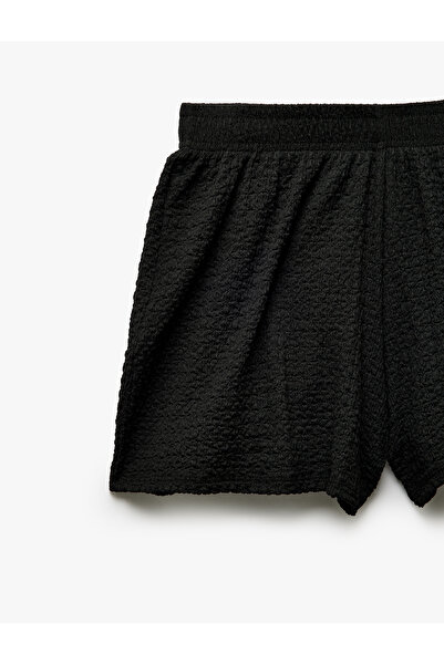 Koton Regular Fit Textured Mini Shorts with Elastic Waist
