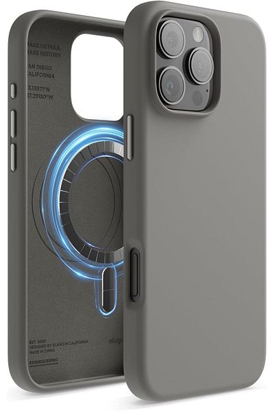 Elago Magnetic Liquid Silicone for iPhone 16 Pro MAX Case Cover compatible with MagSafe Medium Gray