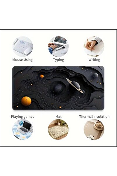 sgeteknoloji 70X30 CM GALAXY SPACE PLANET TEMATICĂ BAZĂ ANTIDRIPĂ SURFACE MOUSE PAD GAMING
