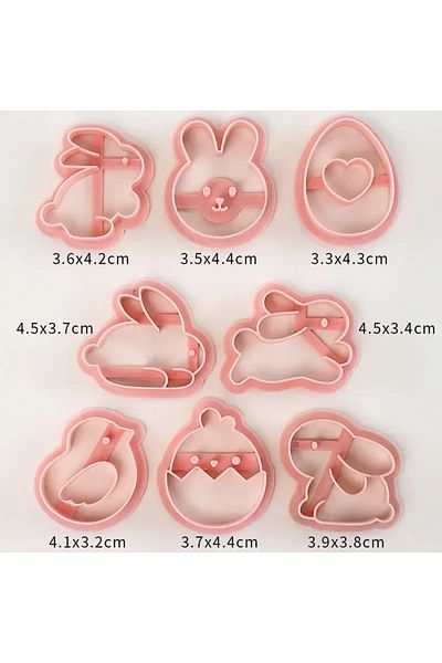 Choice Nine piece set 8/9Pcs DIY Easter Sauce Sandwich Biscuit Mold Cartoon Bunny Egg Cookie Cutters 3D Bak