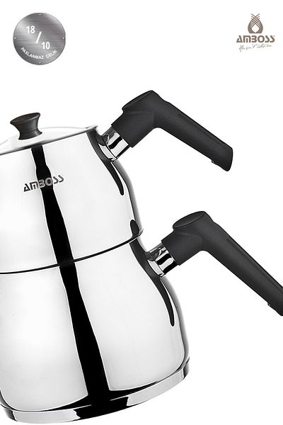 Amboss Copper 4-Piece Induction Compatible Stainless Steel Medium Size Teapot Set with Strainer and Glass Lid