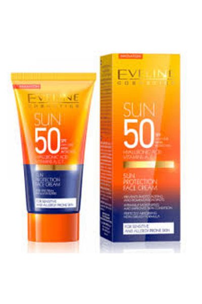 Eveline Cosmetics Hyalunorik SPF50 50ml - كريم الوجه الواقي من الشمس المضاد للشيخوخة مع الأحماض