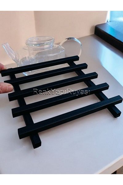 RENK YAPI RÜYASI Modren Black Trivet: Teapot, Pan, Pot Alpha Modern Black Trivet