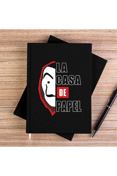 Z zepplin La Casa De Papel Half Face Black Canvas Notebook