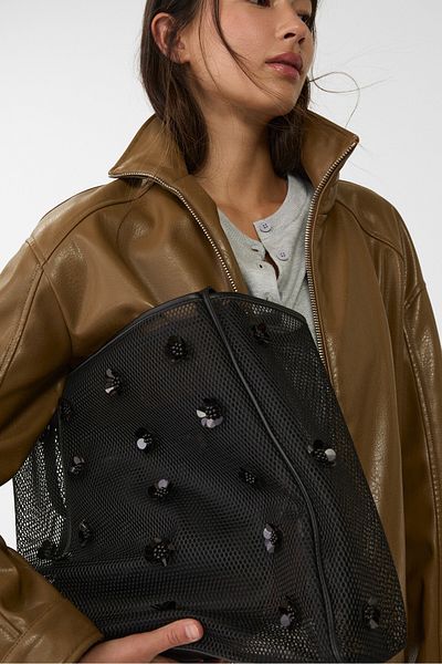 Stradivarius Floral mesh shopper bag
