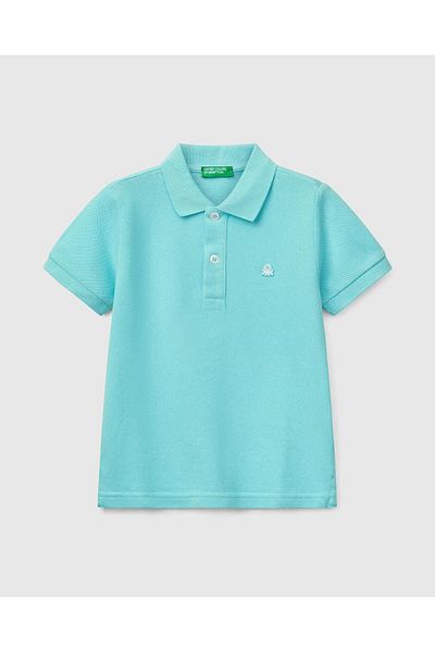 United Colors of Benetton Μπλουζάκι Pique Polo Boy's Water Green Logo