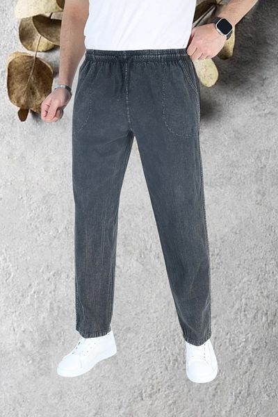 Malerind Linen Raw Cloth Sweatpants with Elastic Waist, for Plus Size