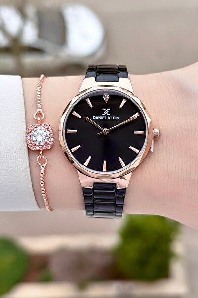 Daniel Klein Kasası Bronz Kordonu Siyah Renk 24 Ay Garantili Kadın Kol Saati ...