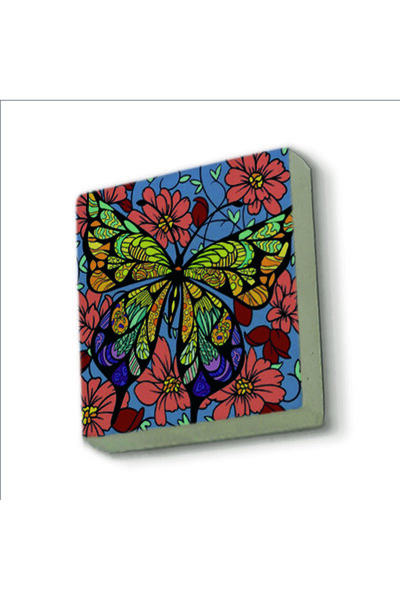 Souvenest فراشة مطبوعة الحجر الطبيعي Magnetkrg-152 ثلاجة زخرفة