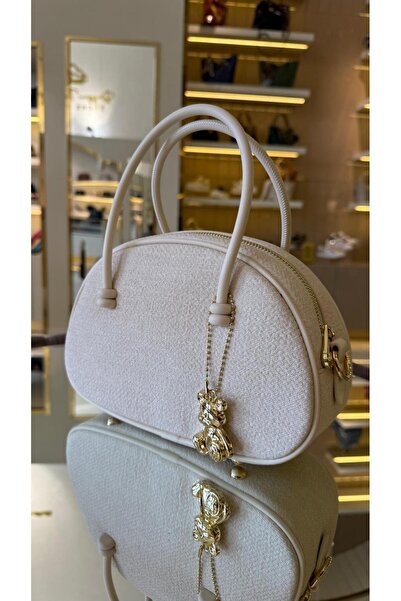 KRISTE BELL İthal Kadife Dokulu Oval Model Deri Çanta