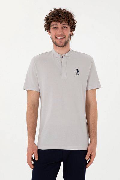 U.S. Polo Assn. Ανδρικό μπλουζάκι με κανονική εφαρμογή Judge Collar ανοιχτό γκρι 50299835-VR001