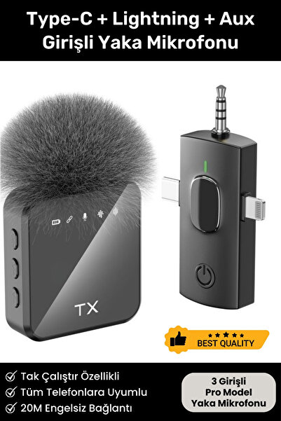 Noriyen Pro Model Ultra Hassas Kablosuz Yaka Mikrofonu Influencer Youtuber Tiktok İçin F11 Mini Mikrofon
