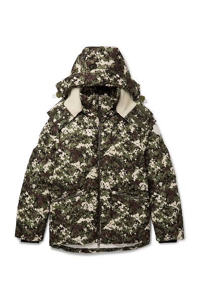 Moncler Faux Shearling-Trimmed Quilted Camouflage-Print Shell Hooded down Jacket - Green