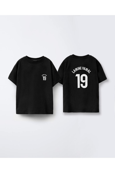 sielta Tricou negru pentru copii, cu gâtul turn, cu plasture laminat pentru f...