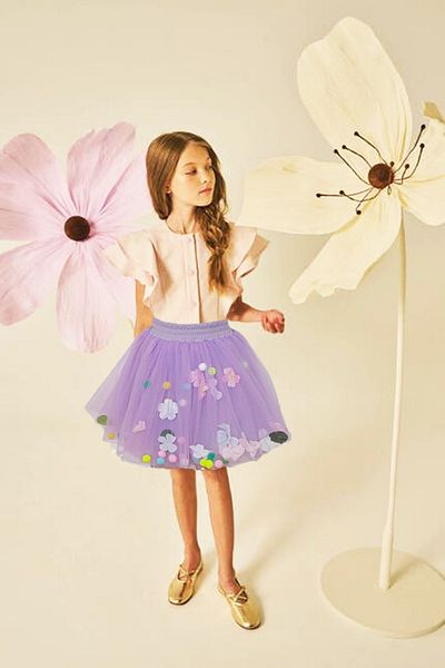 By Piera تنورة توتو مع الزهور والبولكا 6636