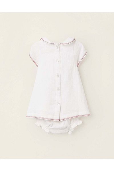Ziddy Dress + Bloomers for Newborn Girls, White