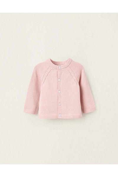 Ziddy Cotton Cardigan for Newborn Girls, Pink