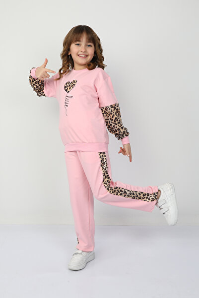 e-çocuk Girl's Heart Leopard Suit 37036