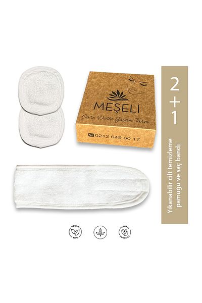 MEŞELİ TEKSTİL 1 Pcs Adjustable Velcro Hair Band & 2 Pcs Washable Oval Pad